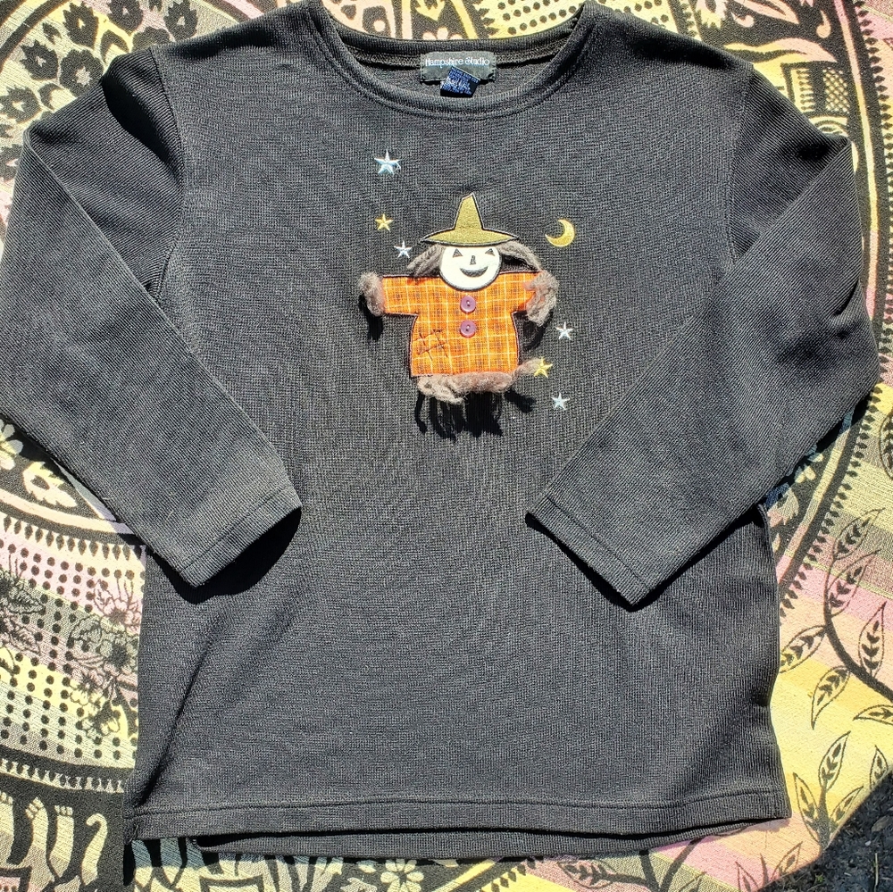 Vintage Scarecrow Fall Halloween Long Sleeve Top Hampshire Studio Teacher Style